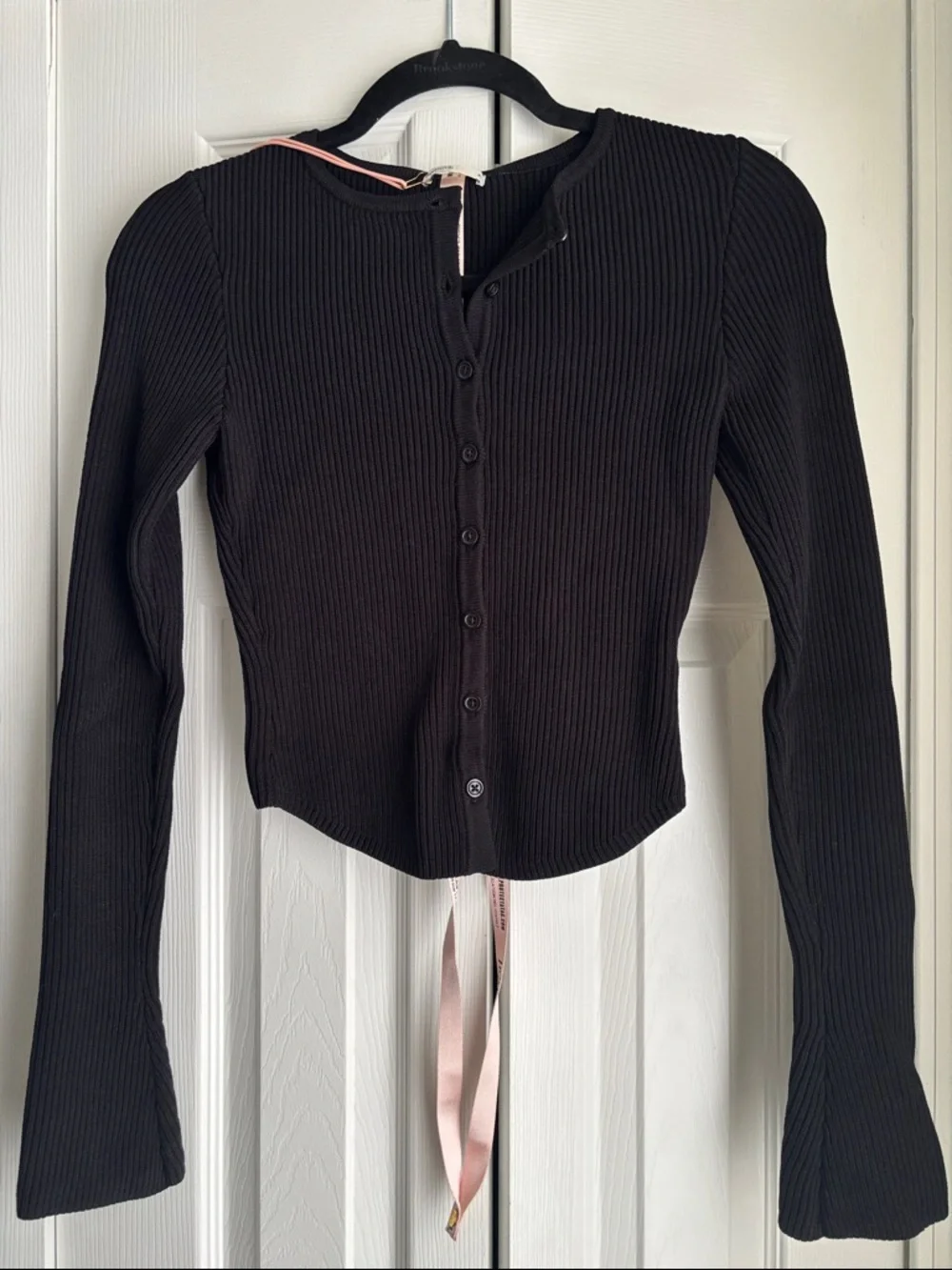 House of CB Black Ribbed Crop Cardigan - Picture 2 of 3